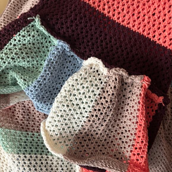 POL colorblock ruffle trim long duster cardigan oversized soft cozy knit boho S - Picture 10 of 13